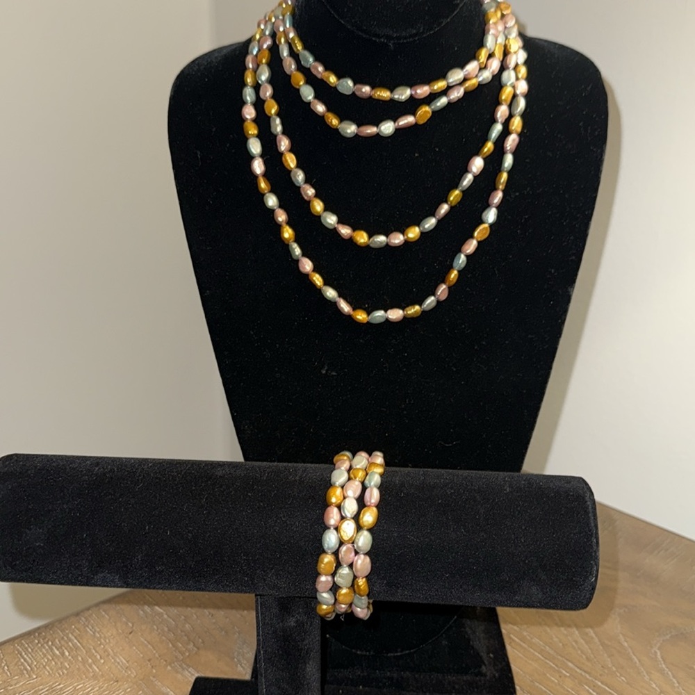 Honora Multicolor Pearl Necklace and Bracelet Set